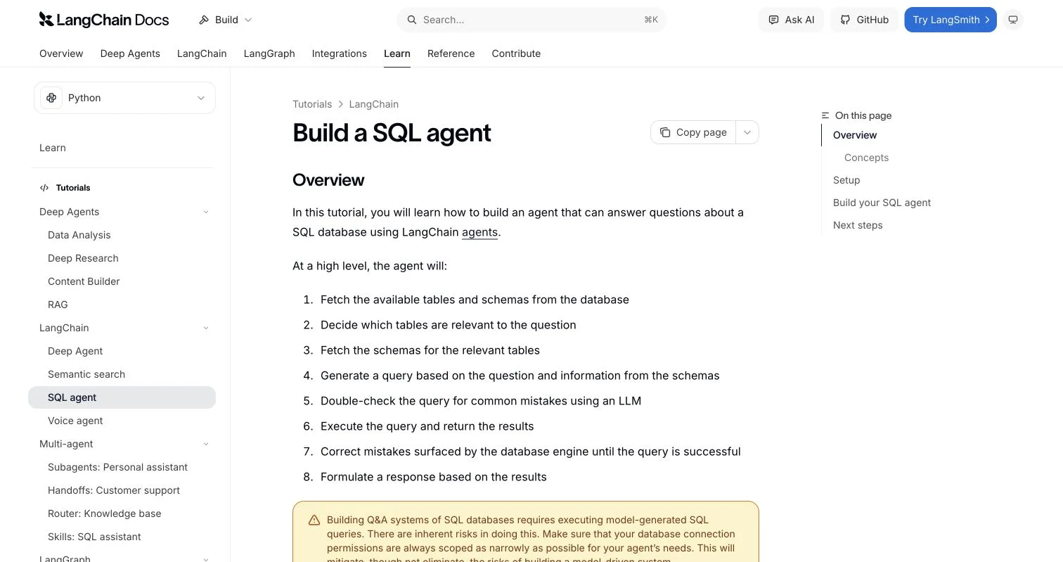LangChain SQL Agent with SQLDatabaseToolkit